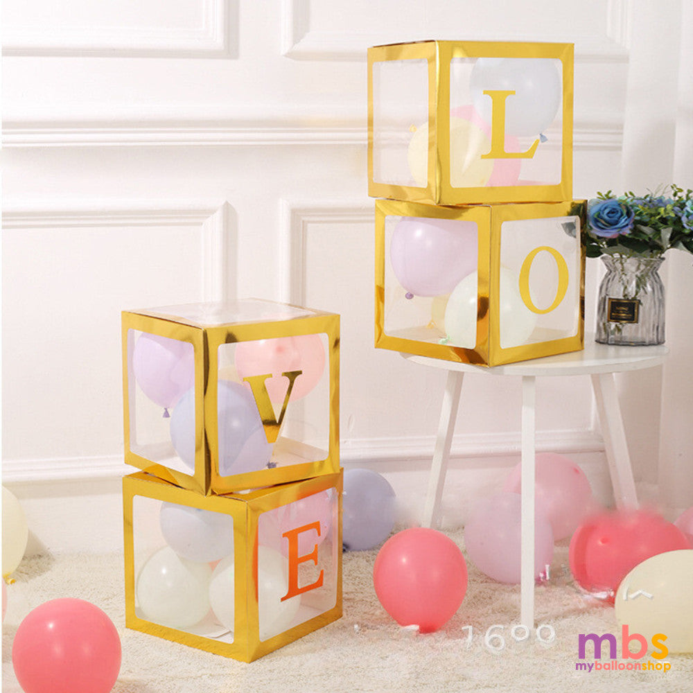 1 pc - Gold Letter Boxes Transparent Birthday Party Decoration (LBOXGO)