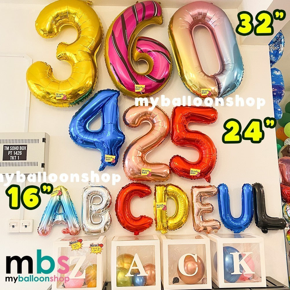 【16 INCH】White ABC Balloons