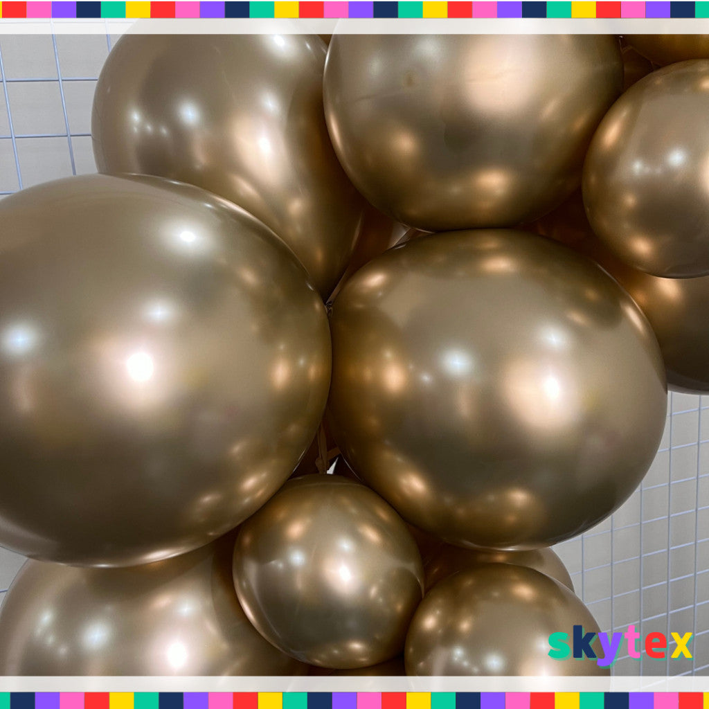 50 pcs Skytex Premium Gold  5, 12 inch Latex Balloons Chrome Version