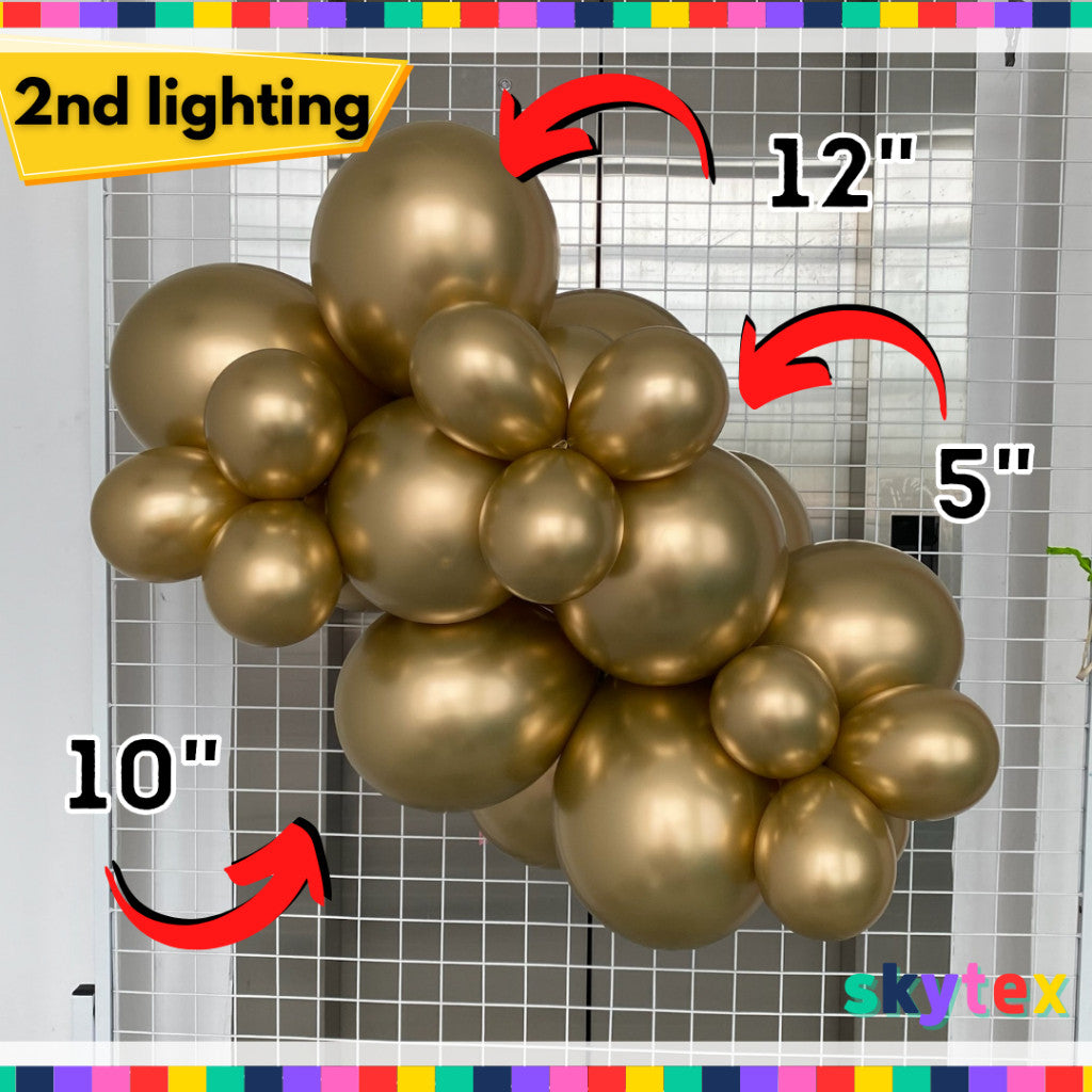 50 pcs Skytex Premium Gold  5, 12 inch Latex Balloons Chrome Version