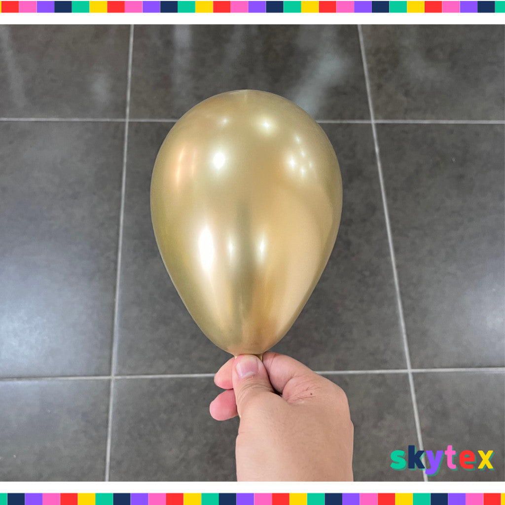 50 pcs Skytex Premium Gold  5, 12 inch Latex Balloons Chrome Version