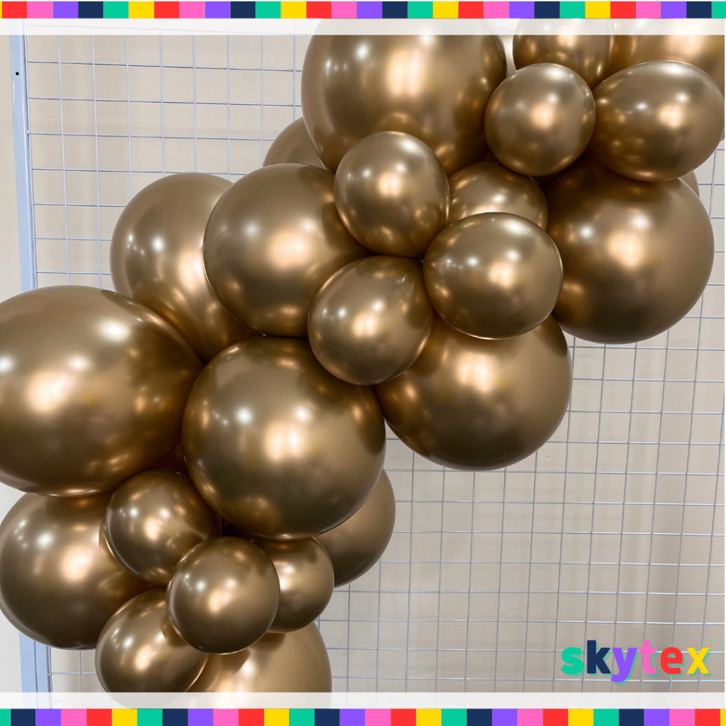 50 pcs Skytex Premium Gold  5, 12 inch Latex Balloons Chrome Version