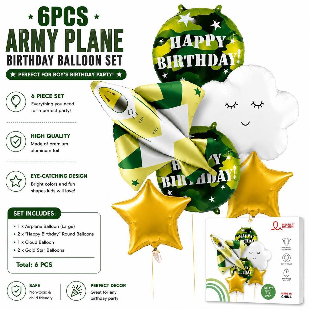 Army Military Tank Askar Green Theme Foil Balloons