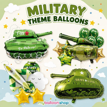 Army Military Tank Askar Green Theme Foil Balloons