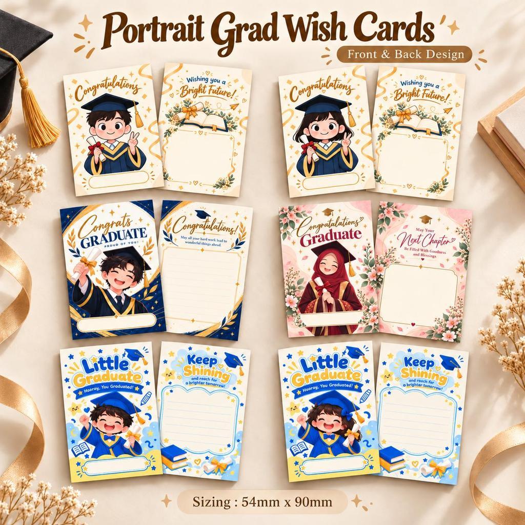 PORTRAIT Graduation Wish Card 10/50/100 pieces