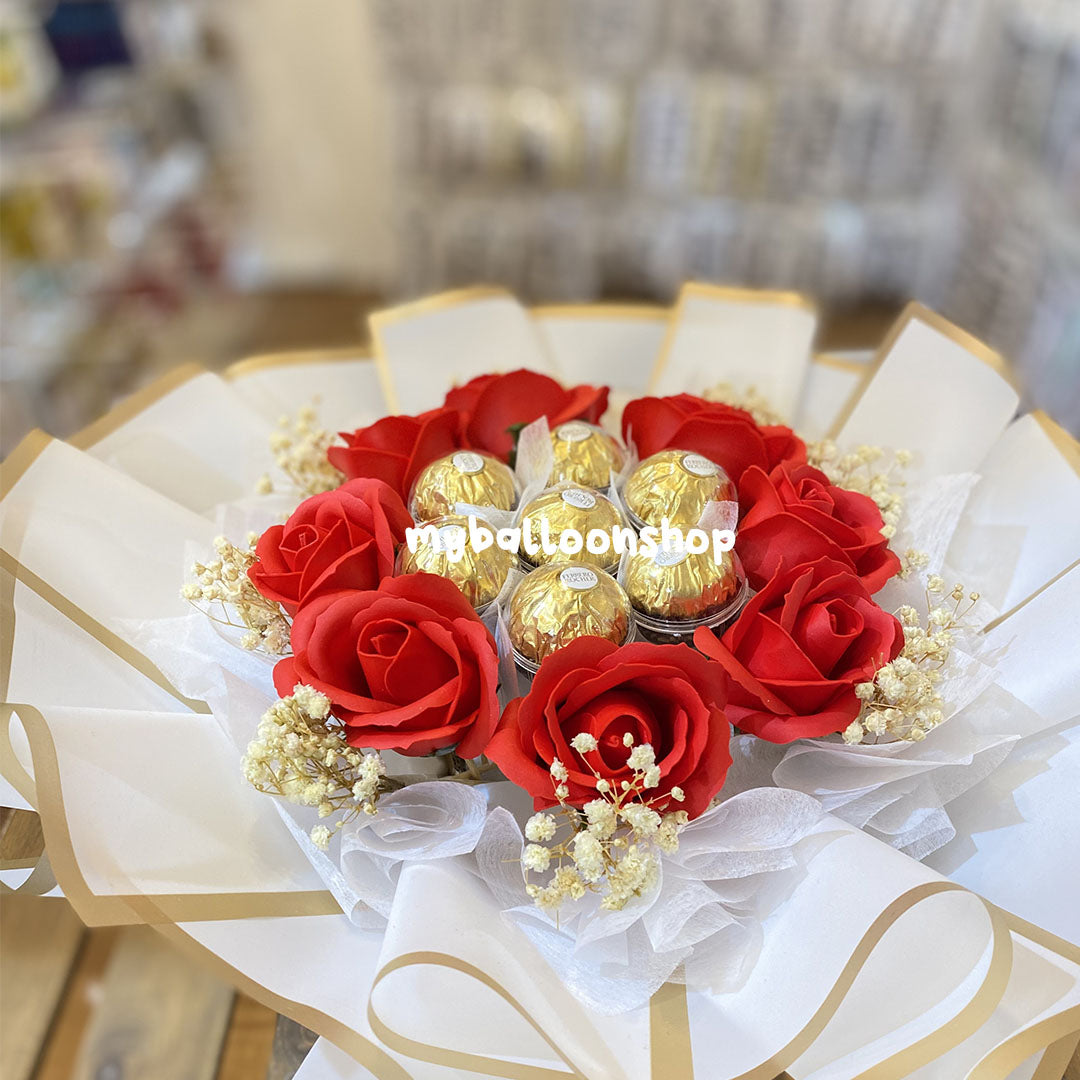 Chocolate Bouquet - Round Ferrero 7 + 8 Roses