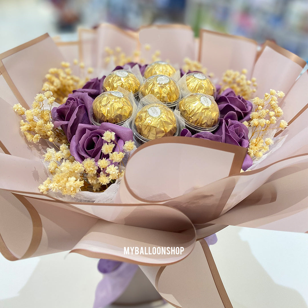 Chocolate Bouquet - Round Ferrero 7 + 9 roses