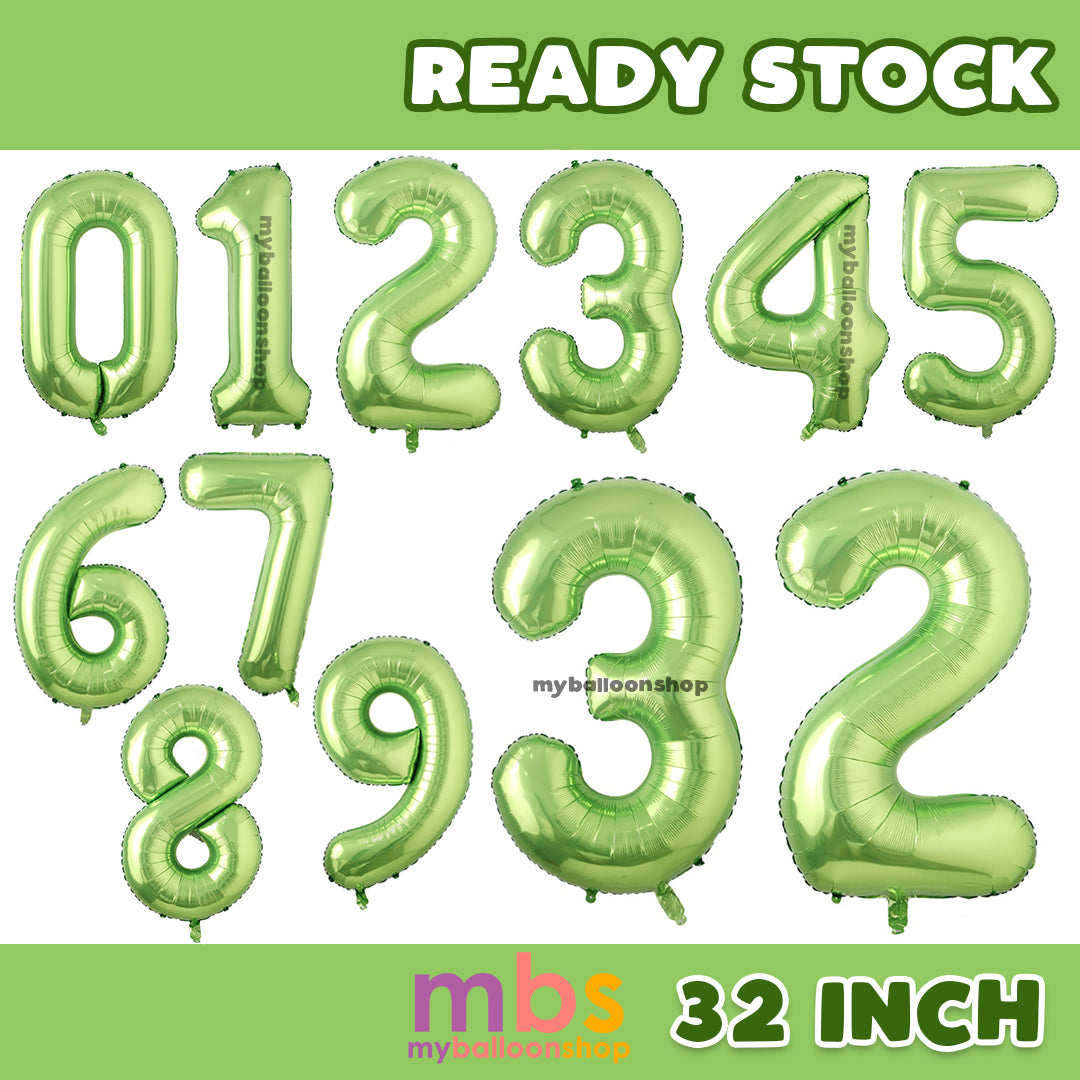 32 inch Green Number [0-9] Foil Balloons