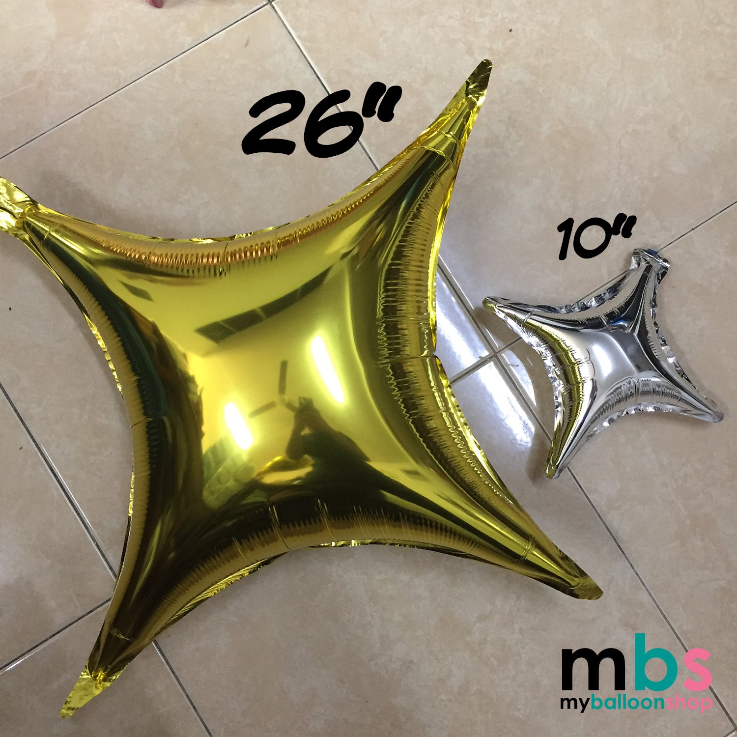 10/ 26 Inch 4 Pointed Star Foil Balloons