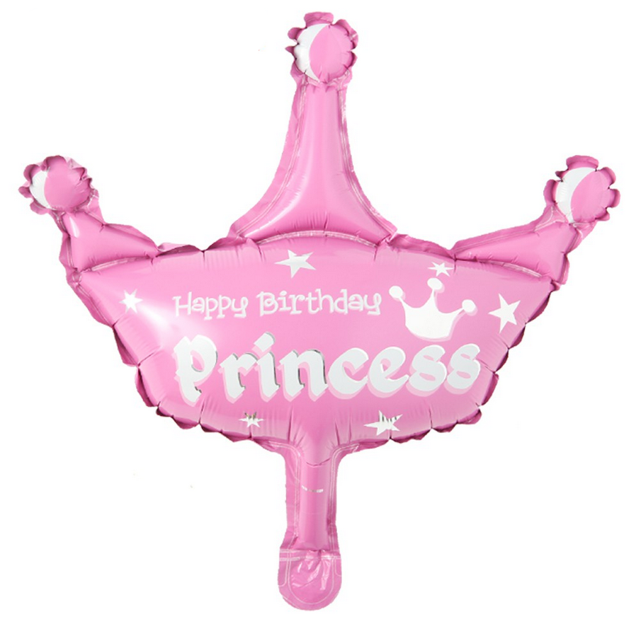 Happy Birthday Crown Blue Pink Balloons