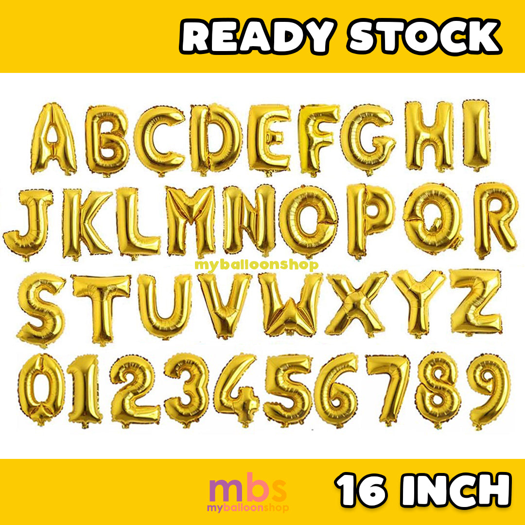 【16 INCH】Gold ABC Balloons