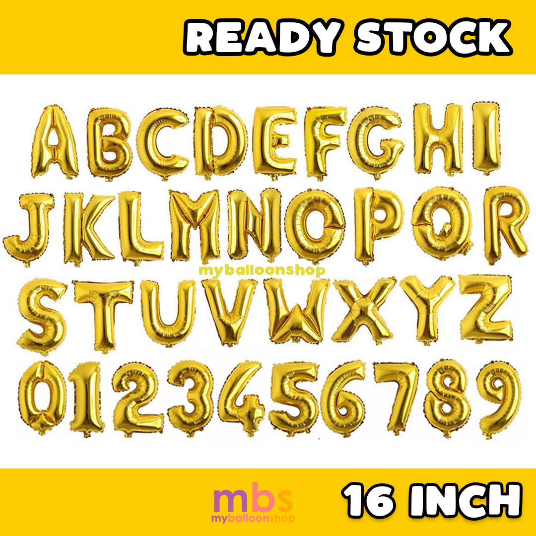 16 Inch - Gold Foiled ABC Balloons