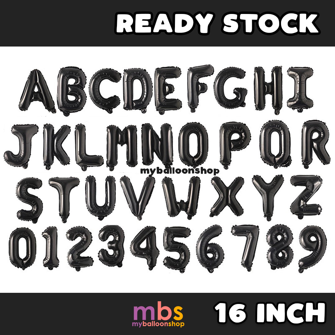 【16 INCH】Black ABC Balloons