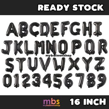 【16 INCH】Black ABC Balloons